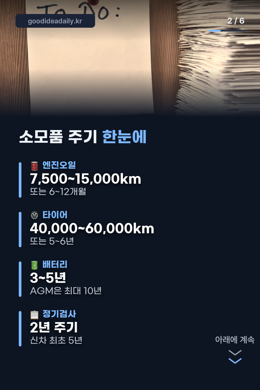 소모품 교체 주기 한눈에 보기