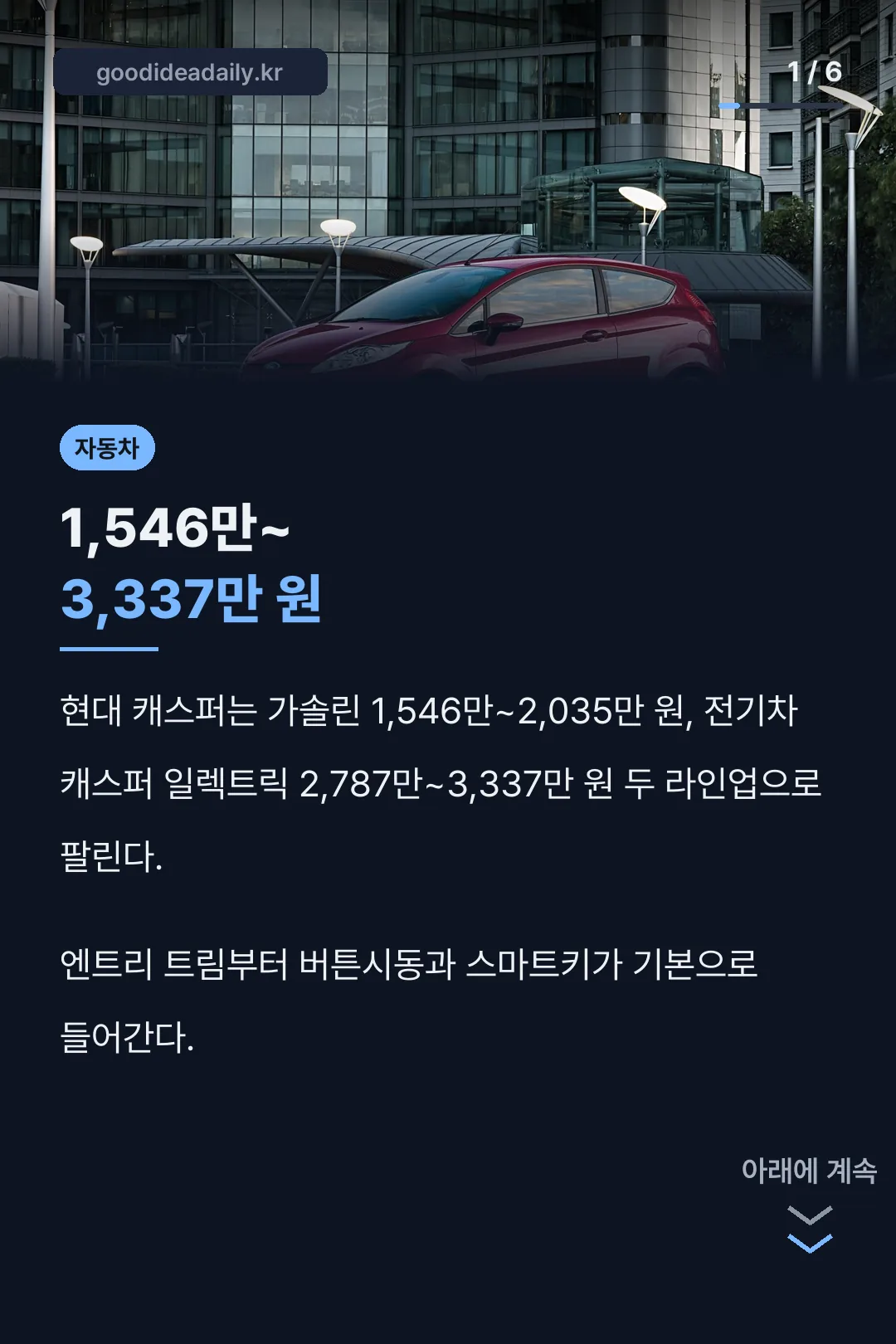 현대 캐스퍼 가격 1546만~3337만