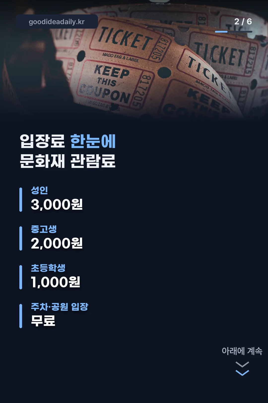입장료 한눈에 보기